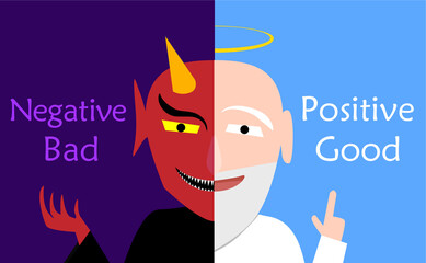 God and Evil in same person, Surreal faces vector