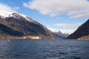 Odda, a Norwegian town and municipality in the Hordaland region, overlooking Sorfjorden, the part of Hardangerfjorden 