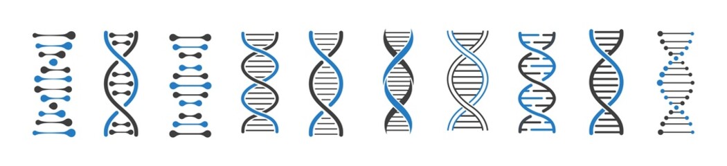 dna icon set, dna helix, chromosome, molecule symbol, Vector illustration.