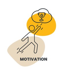 Isolated icon vector black and white style is in motivation icon concept for leadership and staff management in human resource management(hem). A man is an ambition to get a reward or profit success