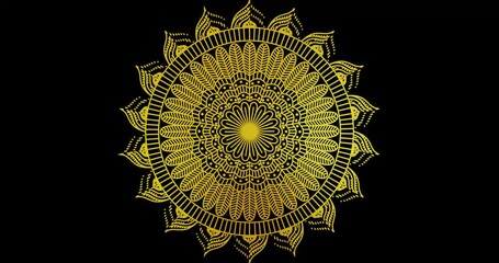 Abstract ornamental digital hand drawn gold color mandala footage. Floral vintage decorative elements oriental Islamic pattern - Powered by Adobe
