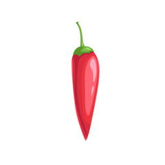 Hot red chili pepper. Hot burning vegetable. Flat cartoon design style. Single jalapeno vector illustration isolated on white background.