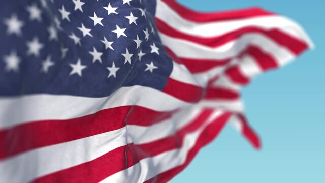 Waving Flag of USA in Wind . United States of America Flag Seamless Loop.