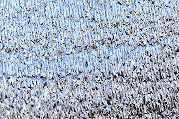 Silver and ribbed background of the insulation material