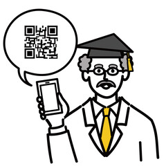 博士　シニア　医師　医者　男性　ミドルエイジ QRコード　インターネット
