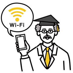 博士　シニア　医師　医者　男性　ミドルエイジ QRコード　インターネット
