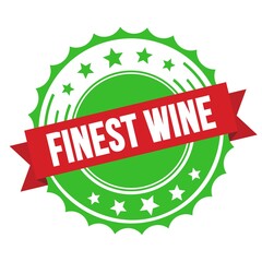 FINEST WINE text on red green ribbon stamp.