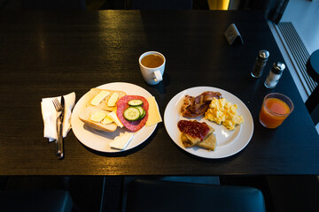 Breakfast on the restaurant table - 427017950