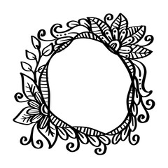 
Hand Drawn Floral Frame black and white.