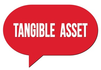 TANGIBLE  ASSET text written in a red speech bubble