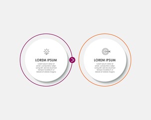 Vector Infographic design business template with icons and 2 options or steps. Can be used for process diagram, presentations, workflow layout, banner, flow chart, info graph