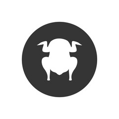 Whole chicken turkey flat vector white icon