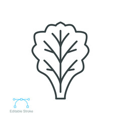 lettuce icon. Salad sign. Organic Leaf Lettuce vegetable logo of healthy symbol for food app and website. Editable stroke. Vector illustration. Design on white background. EPS 10
