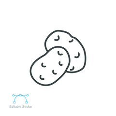 Potato vegetable icon. Potatoes french fries, brown tasty vegetable. Raw Organic food for infographics decoration. Editable stroke. Outline style Vector illustration. Design on white background EPS 10