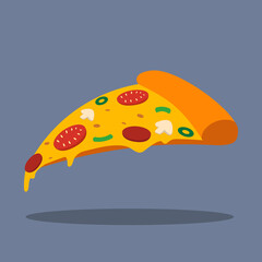 slice of pizza on gray background
