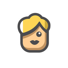 Young Girl women face Vector icon Cartoon illustration.