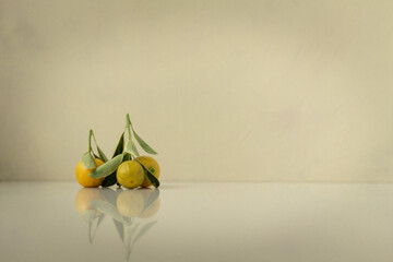 Lemon on yellow background