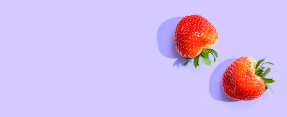 Fresh red strawberries overhead view