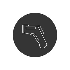 Silhouette Forehead Infrared Thermometer. Outline line icon of digital device for measuring temperature.