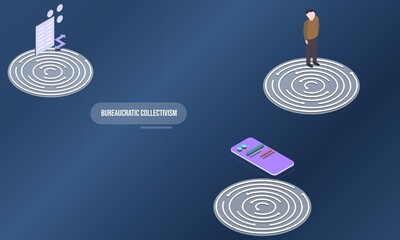 Bureaucratic collectivism concept on abstract design