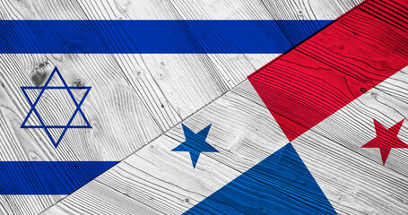 Flag of Israel and Panama on wooden planks