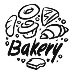 Bakery graphics are combined into a circular shape.