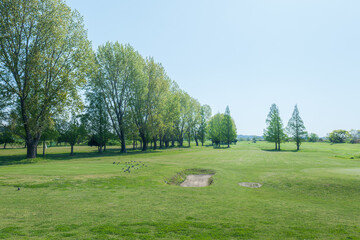 春の埼玉県川口市の風景　荒川河川敷　4月