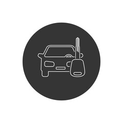 Car key vector line white icon in flat