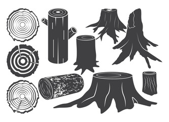Tree stump, Tree stump Vector, Tree stump Icon, Wood Slice, Log, Tree rings, Cut file for silhouette