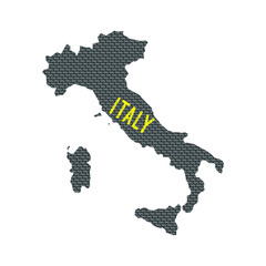 Italy country map made up of vector text