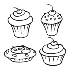graphic cupcake in doodle style
