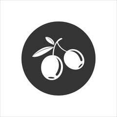 Olive in flat white icon. Vector illustration