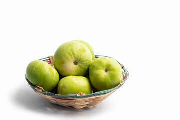 Tinda Or Praecitrullus Fistulosus Also Known As Apple Gourd Baby Pumpkin Indian Squash Round Melon Or Round Gourd Is Used In Cooking Veg Curry Masala Sabji Or Sabzi. White Background With Copy Space