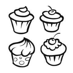graphic cupcake in doodle style