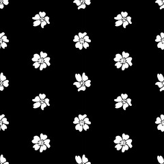 Seamless pattern of silhouettes white daisy flowers