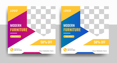 Furniture for sale social media post template and web banner