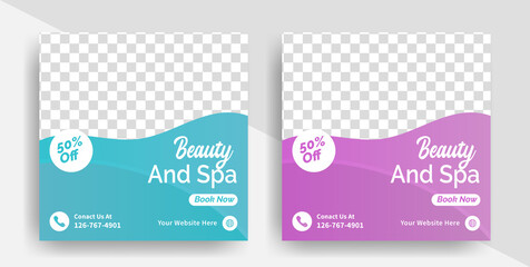 luxurious Spa and beauty center social media post template and web banner poster
