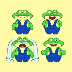 Cute Frog Vector Cartoon With Various Expressions