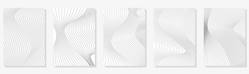 Vector set of abstract backgrounds in minimal trendy monochrome style, with stripes	
