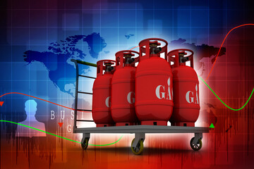 3D rendering illustration Gas Cylinder in trolly