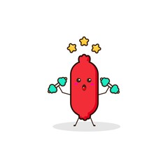 Sausage strong cute character illustration