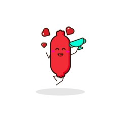 Sausage win cute character illustration