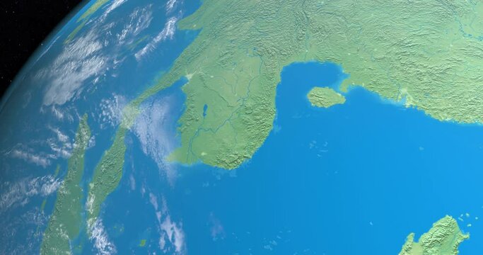Peninsula Indochina in planet earth, aerial view from outer space