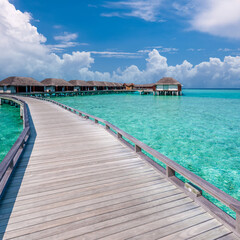 Obraz premium Beautiful beach with water bungalows