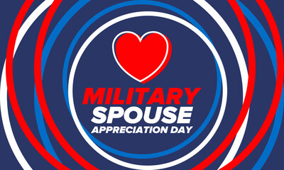 Military Spouse Appreciation Day. Celebrated in the United States. National Day recognition of the contribution, support and sacrifice of the spouses of the Armed Forces. Poster, card, banner. Vector