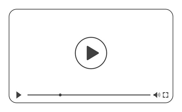 Multimedia Video Player With Play Button, Play Video Online Window With Navigation Icons, Video Streaming On Internet, Modern Social Media Video Player Interface Template, Live Digital Stream