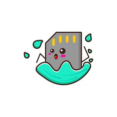Obraz premium Memory swimming cute character illustration