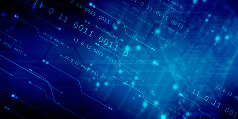 Obraz premium 2d illustration abstract digital binary data on computer screen 