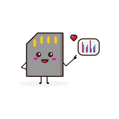 Memory with data love cute character illustration