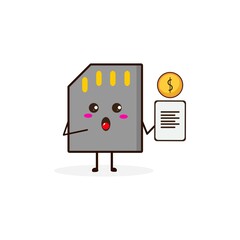 Memory with data coin cute character illustration